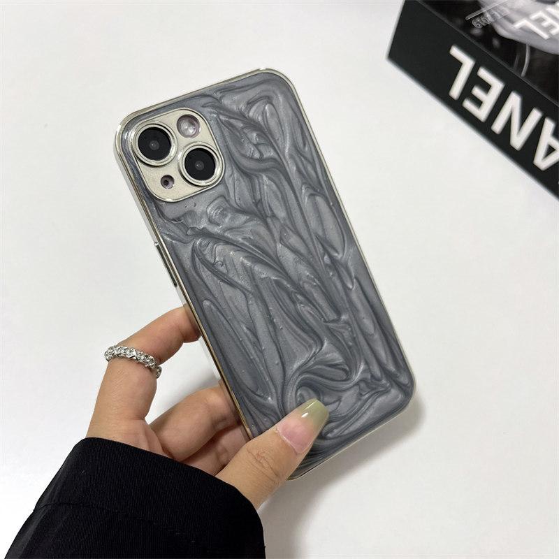 Luxusní gel s inkoustovým efektem, galvanicky pokovený stříbrný kryt pro iPhone 15 Pro Max 14 Plus 13 12 Pro 11 Kryt s komplexní ochranou proti pádu