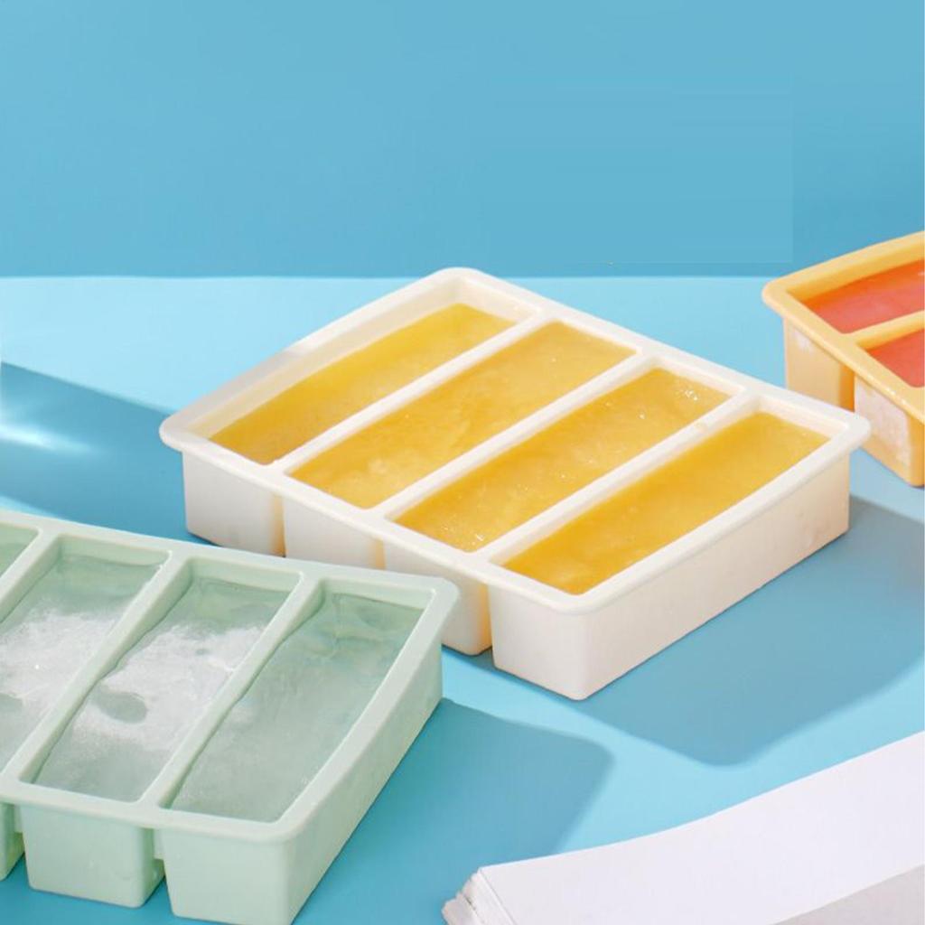 Strip-shap Ice Cubes Trays Silicone Ice Cubes Square Tray Mold Cubes Easy-Release Ice Cubes Molds Refrigerated Food Storage Box