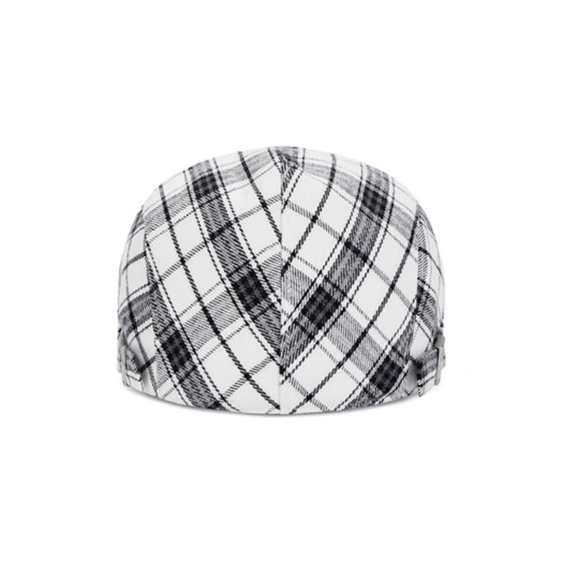 VARZAR VA Square Belt Check Hunting Cap White Check