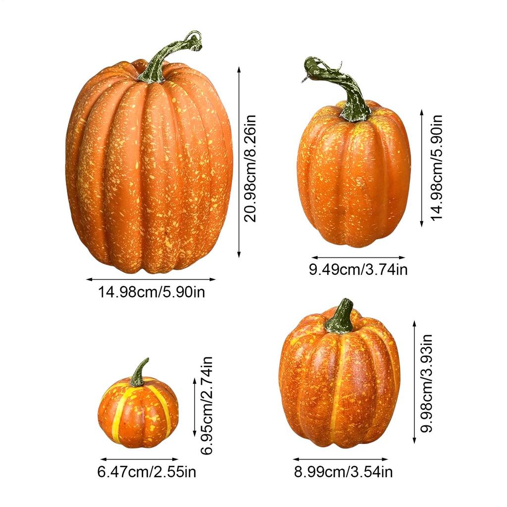 7 Stück künstliche Fake-Kürbisse Dekorative Schaumstoff-Kürbisfiguren Realistisch Multifunktional für Tischmittelstücke Halloween-Dekoration