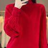 New Autumn Winter Half Turtleneck Puff Sleeves Women Loose Knitted Base Sweater