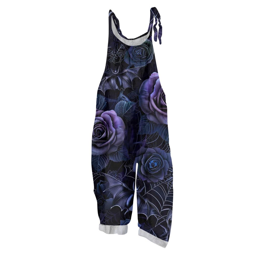 Women's Jumpsuit  Print Casual Loose Vintage Shoulder Strap Cotton Linen