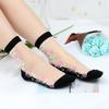 5 Pairs of Women's Spring and Summer Thin Flower Anti Silk Clear Cotton Soles In The Tube Socks