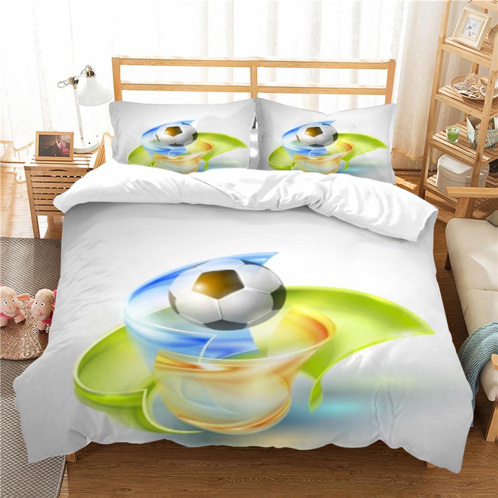 Heißer Verkauf 3D Fußball Druck Bettbezug-set Home Textilien Drop Shipping Kinder Bettwäsche Anzug Waschbar Kissenbezug Atmungsaktiv