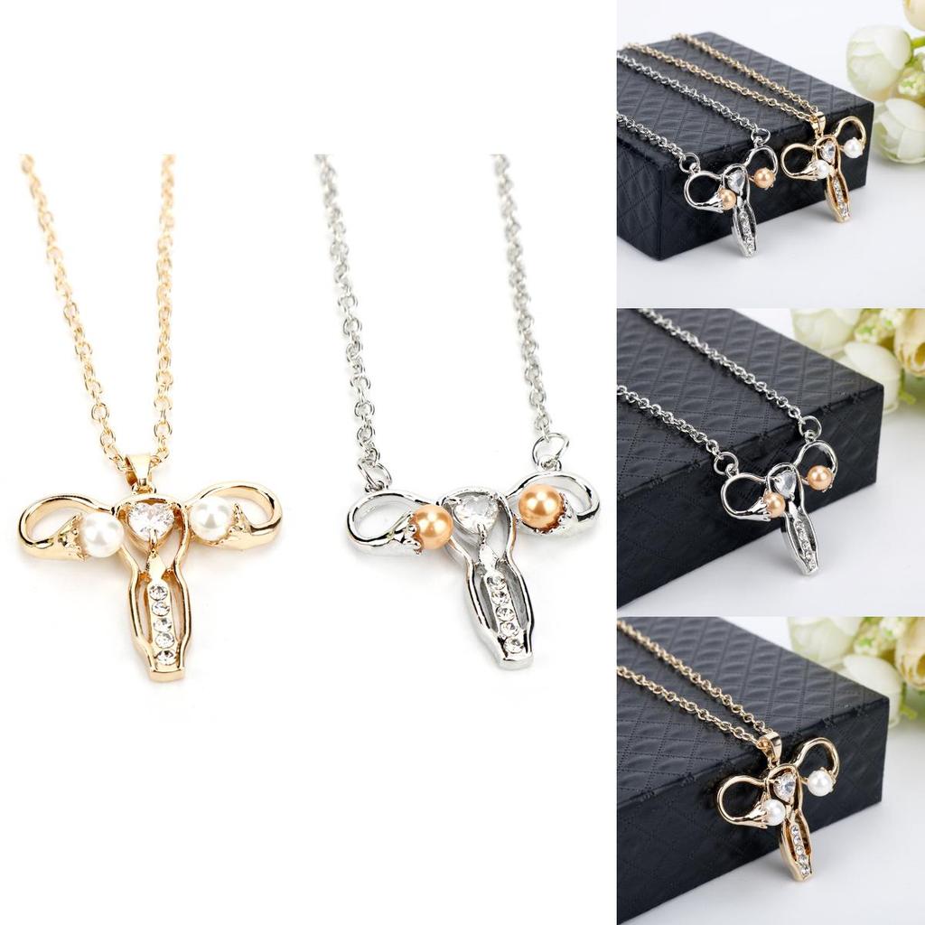 Trendy Uterine Modeling Pendant Necklace With Electroplated Alloy Chain For Women And Men