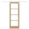 Sliding Door Natural 73.5 X 198.5 Cm Solid Pine Wood and Glass