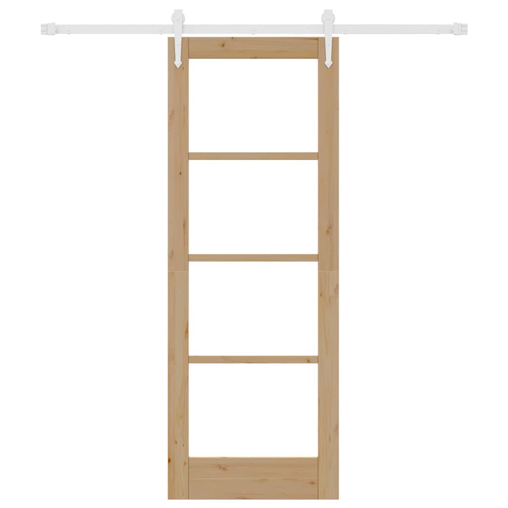 Sliding Door Natural 73.5 X 198.5 Cm Solid Pine Wood and Glass