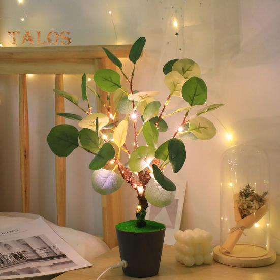 Künstlicher Bonsai-Baum mit Licht, USB-betrieben, Topfbaum für den Schreibtisch, realistisches Grün, künstliche Grünpflanze für die Dekoration im Büro und zu Hause