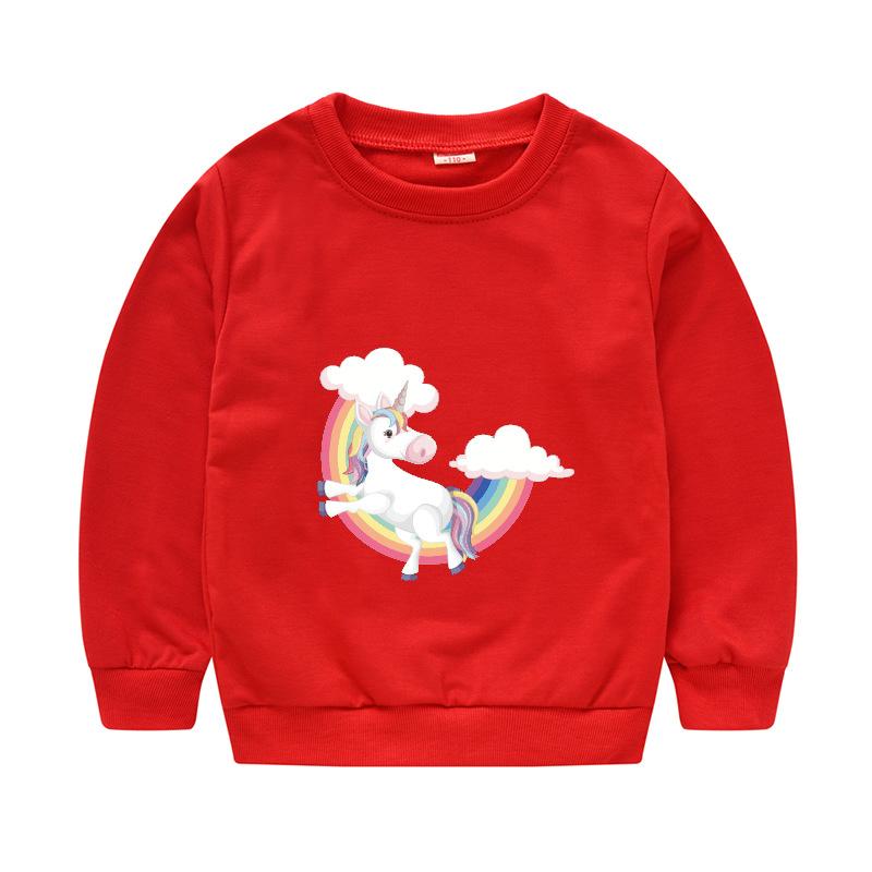 Children's Children's New Year Red Pullover Sweater Baby Cute Cartoon Avatar Round Neck Bottoming Shirt Tops