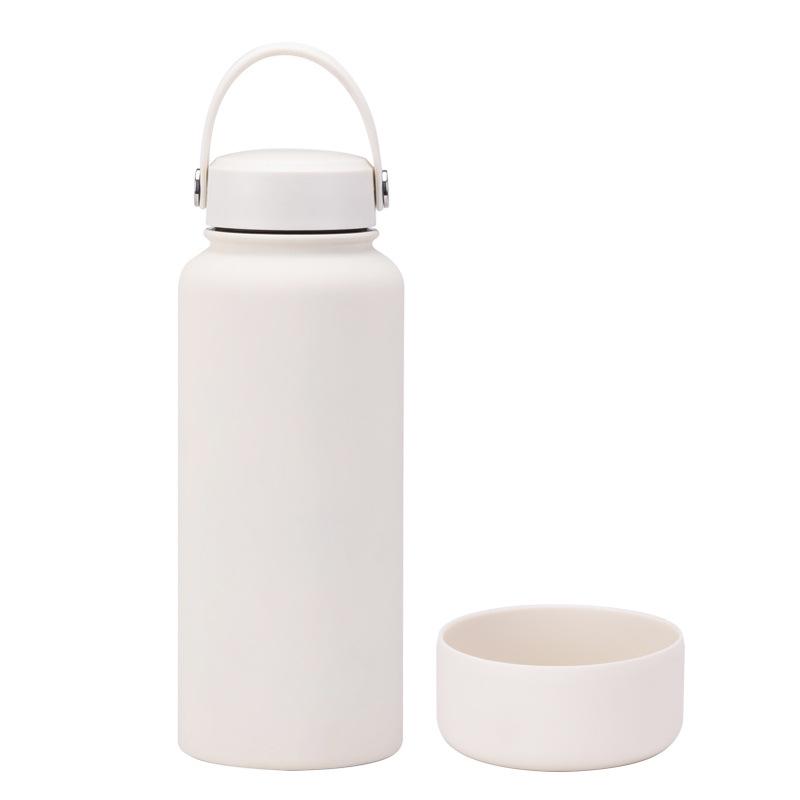 1L Large-Capacity Thermos Cup With Non-Slip Bottom, Portable Outdoor Sports Kettle, Frosted Water Cup