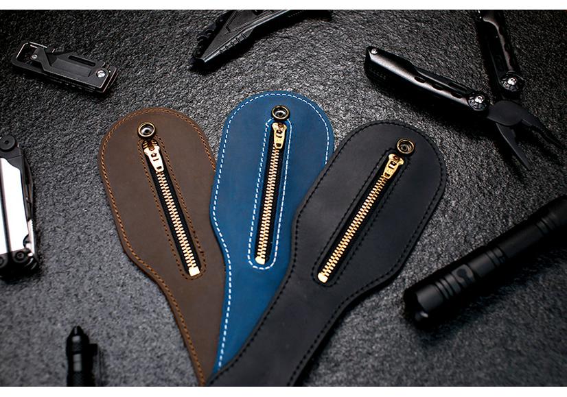Boston Leather Racket Coin Purse - Portable Crazy Horse Leather EDC Tactical Case