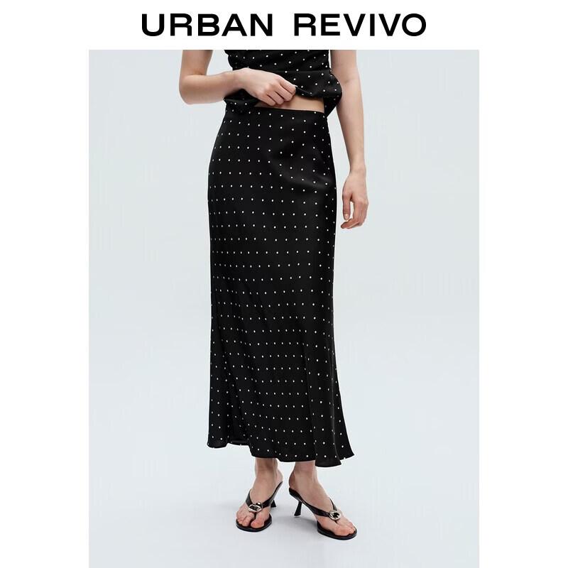 UR Women s Retro Polka Dot High-Waist Fishtail Midi Skirt M