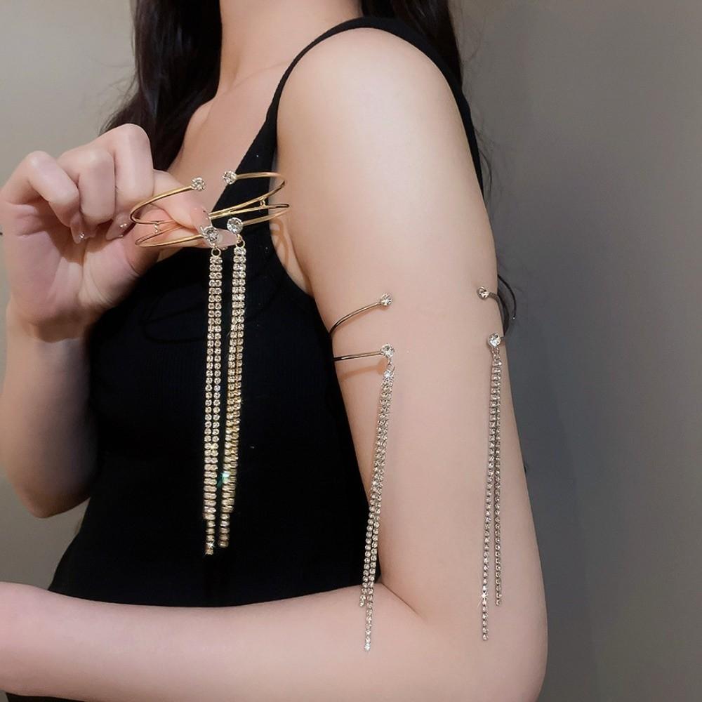 Tassel Upper Arm Cuff Rhinestone Fringe Armlet Fashion Jewelry Crystal Armband Party
