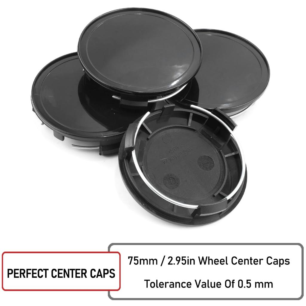 Radnabenkappen 75mm 69mm 4 Stück Schwarz Radabdeckung Nabenabdeckung