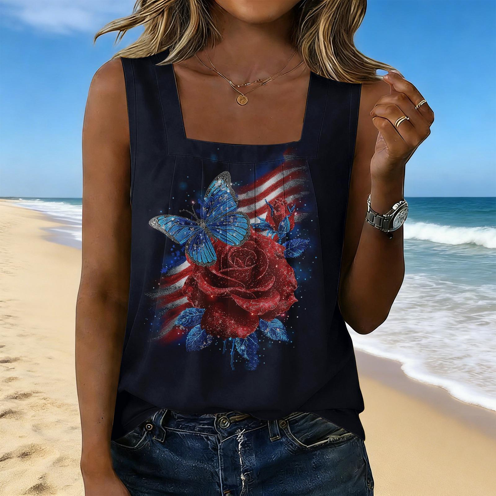 Women s Fashion Sexy Pleated Square Neck Sleeveless Vest Top L чёрный