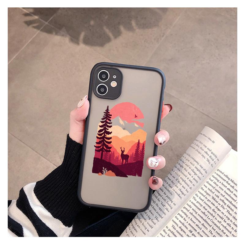 Mountain Tree Sunset Phone Case For iPhone 7 8 Plus SE2 For Iphone X XR Xs Max 16 11 12 13 14 15 Mini Pro Max Shockproof Cover
