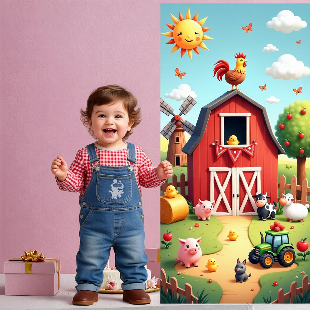 Farm Animal Banner Cute Animal Figures Farm Background Farmyard Background Colorful Farm  Barnyard Backdrop For Kids