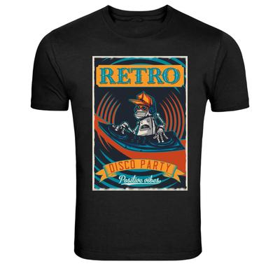 Retro Disco Party DJ Robot Positive Vibes Graphic T-Shirt