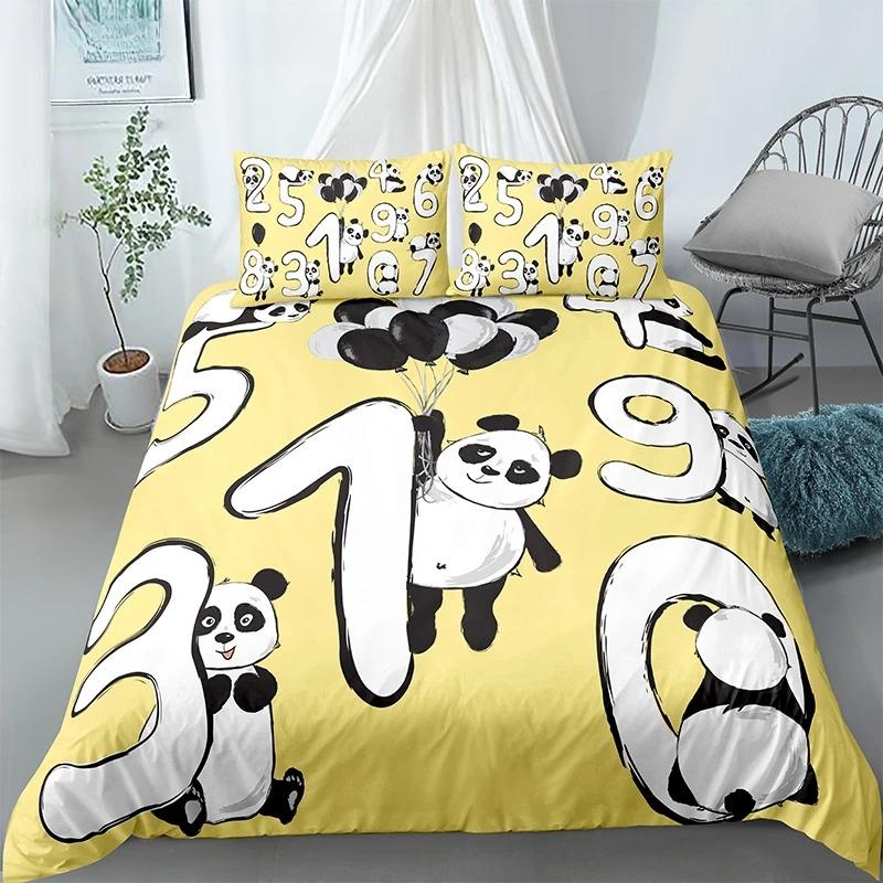 Panda Printed 2/3pcs Bedding Set Bamboo Duvet Cover for Adult Child Bedclothes and Pillowcases Comforter Covers Bed Sets King