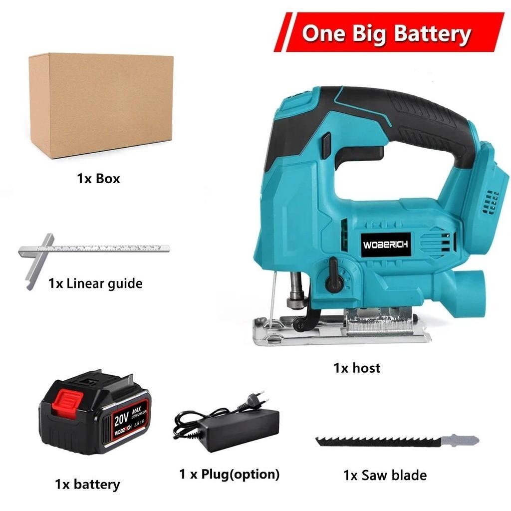 

6-ступенчатая беспроводная электрическая лобзиковая пила для дома, портативная изогнутая пила, многофункциональный электроинструмент для деревообработки, синий