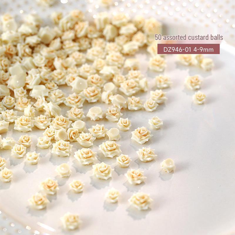 3D Soft Rose Nail Art Jewelry: Exquisite Light Pink Flower Resin Carvings