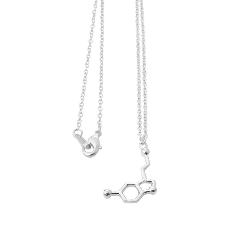 DNA Serotonin Dopamine Acetylcholine Biochemistry Molecule Pendant Necklace Women Girls Doctor Jewelry Accessories Gifts Silver