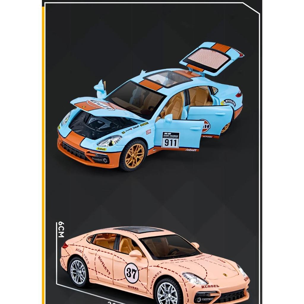 1/24 Porsche Panamera GULF Supercar Alloy Diecasts & Toy Vehicles Metal Toy Car Model Sound and Light Collection Toy