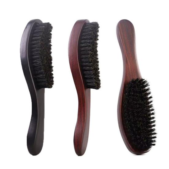 Men Beard Brush with Ergonomic Wooden Handle, Multi-function Boar Bristle Mustache Brush, Portable Beard Grooming Styling Tools