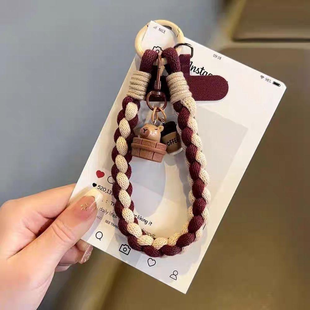 Detachable Capybara Phone Pendant Anti-lost Phone Strap Mobile Phone Lanyard Weave Rop Short Capybara Dolls Keychain