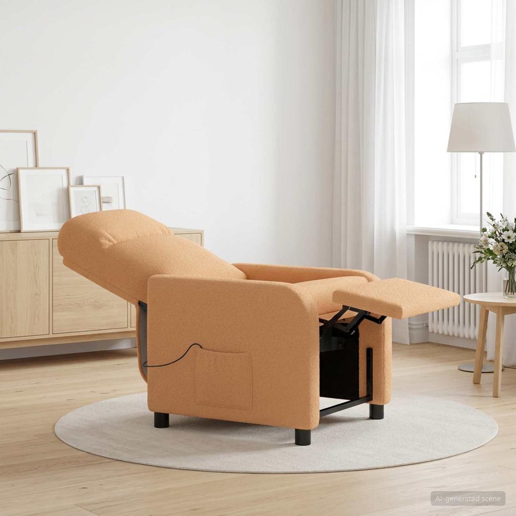 Massage Recliner Beige Boucle