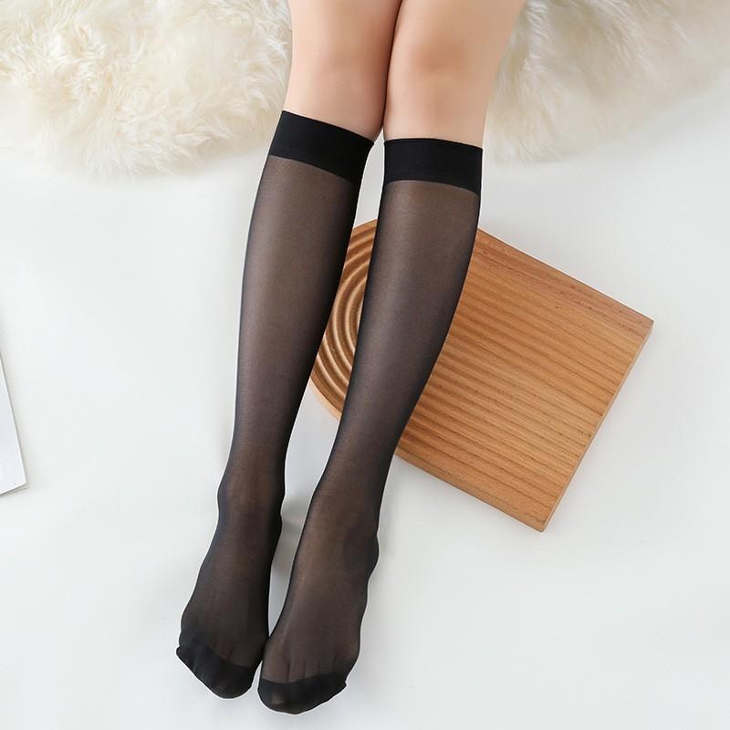 Plus Size Mid Calf Glass Silk Crystal Stockings Sheer Transparent Sexy Summer Thin Women Socks Stretchy Breathable Soft Stocking