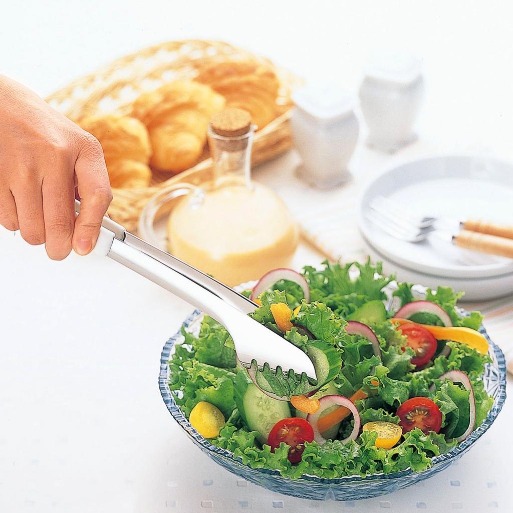 Shimomura Kougyou Large Cooking Tongs, AST-201, Made in Tsubame-Sanjo, Niigata, Japan