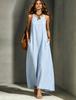 Women's Solid Scoop Neck Spaghetti Strap Loose Fit Maxi Dress Casual Vacation Sleeveless Long Dress
