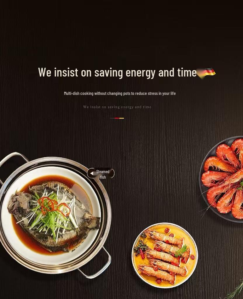 Huajida Stainless Steel Three-Layer Steamer Basket for Induction and Gas Stoves