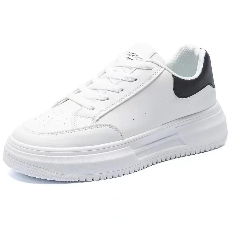 Men White Flat Sneakers  New Trend Leather Breathable Sports Shoes For Men Tenis Shoes Spring Autumn Low-top Board Sneakers
