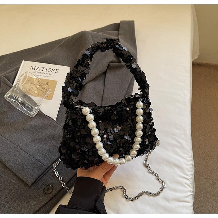 

Women s 2026 Sequined Pearl Chain Crossbody Bag - Fashionable Versatile Small Square Handbag
