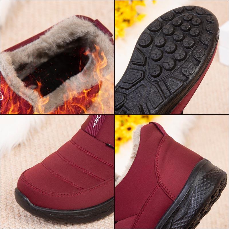 Winter Plus Velvet Thickened Warm Large Size Flat-bottomed Non-slip Cotton Boots