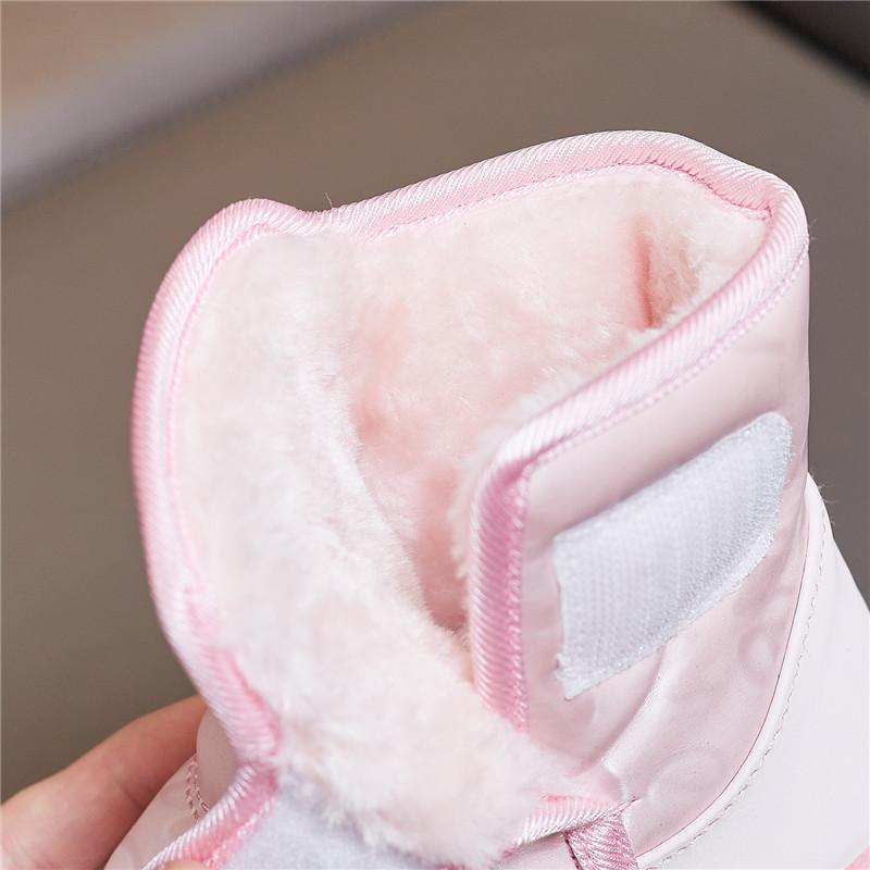 Winter New Design Girls Boys Kids Snow Boots High-Top Cotton Shoes Waterproof Warm Plush Lined Outdoor Sports Skiing Shoes