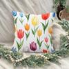 Colorful Tulip Flower Illustration DoubleSided Pillow Cover Zippered Cushion Case for Sofa Bedroom Decor