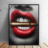 Money and Bullet In The Red Lip Beauty American Oil Painting Bar Restaurant Background Wall Decoration Canvas Painting Art