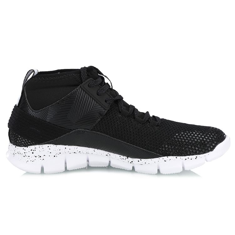 Li-Ning Seamless Training Mid-Top Basketball Shoes Unisex Sneakers Black White ABCN019-1
