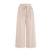 Women's Casual Summer Pants Elastic Waist Wide Leg Trousers Vertical Striped Print Lightweight Breathable Fabric Comfortable Fit