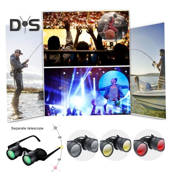 Outdoor Fishing Binoculars Glasses 10X Zoom Magnification Adjustable Hands-Free Portable Bird Watching Theater Concert Binocular Telescope