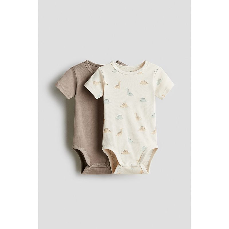 

Детская одежда HM Комбинезоны для малышей 2 шт. Летний хлопковый с коротким рукавом Мягкий ромпер 1159373 Brown/Dinosaurs 90/52((1 ½-2Y))