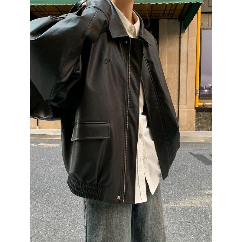 Jmprs Vintage Women Pu Jacket Women High Street Techwear Oversize Faux Leather Moto Biker Coats Bf Punk Casual Cropped Outerwear