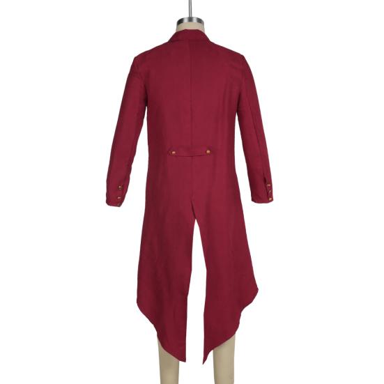Men Medieval Renaissance Cosplay Costume Solid Color Long Tuxedo Uniform Coat