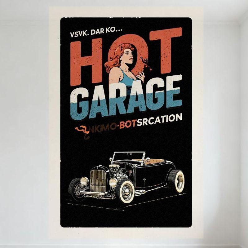 

Sexy Vintage Hot Rod Garage Metal Sign with Redhead Woman & Hot Rod Car Illustration Retro 1950s Style Tin Sign for Bar Pub Wall 20x30cm（7.8x11.8inch）