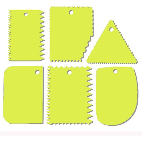 Cake Scraper, Cake Smoother Scraper Set, Dough Scraper Icing Scraper Polisher Tool, Cake Decorating Comb, Icing Smoother Plastic Sawtooth Cake Icing зелёный
