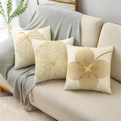 Nordic Style Golden Leaf Simple Bedside Cushion Cover Living Room Sofa Decoration Pillowcase 40*40cm/45*45cm/50*50cm