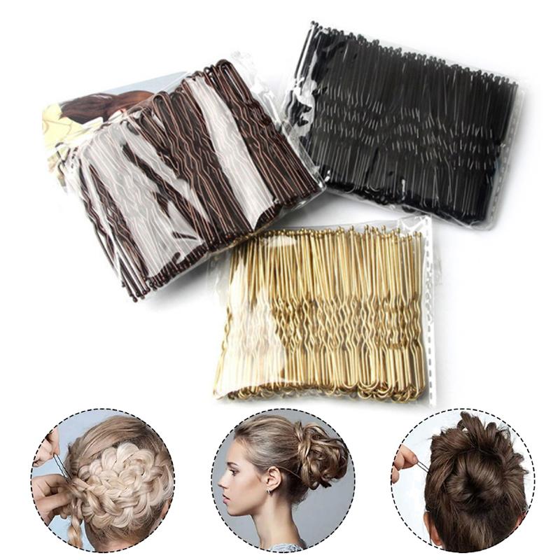 100 Piezas/Bolsa 5cm/6cm Horquillas para el Cabello de Aleación en Forma de U Pinzas Onduladas para el Cabello Pasadores Metálicos Simples Pasadores Herramientas para Peinado de Novia Horquillas